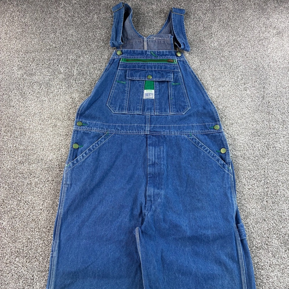 Liberty Denim Overalls Mens 34x30 Blue Cotton Carpenter Bib Workwear Dark Wash